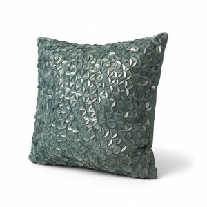 Opalite aqua blue jeweled sequin square accent pillow by Thro